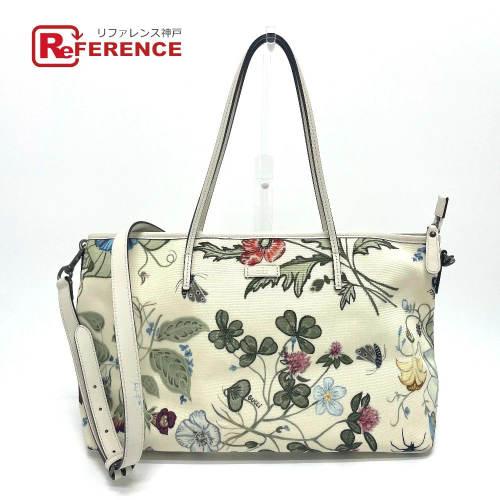 GUCCI Flora Flower Floral Flower Chris Knight Bag Tote Ivory White Multicolor